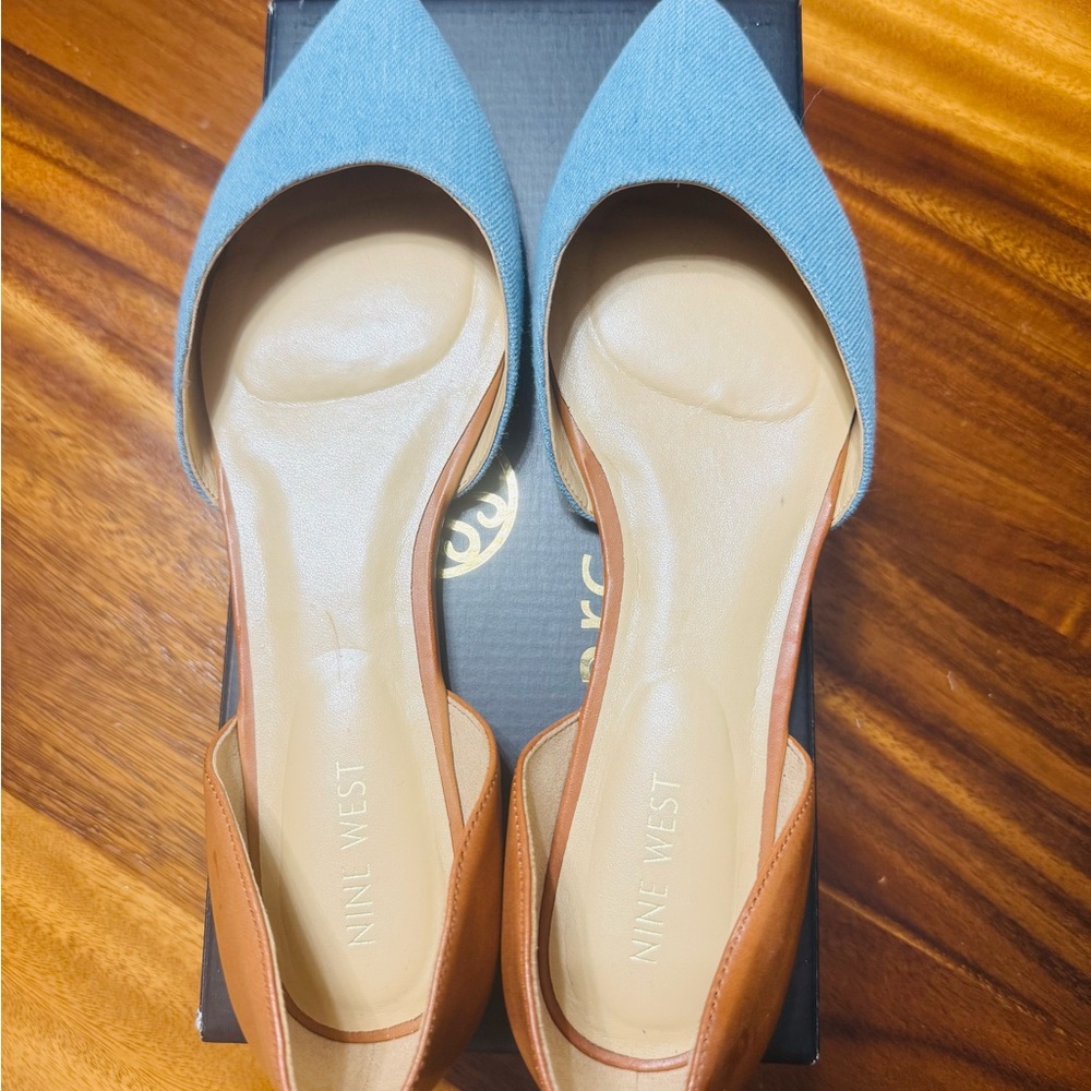 Nine West Blue and Tan Loafers